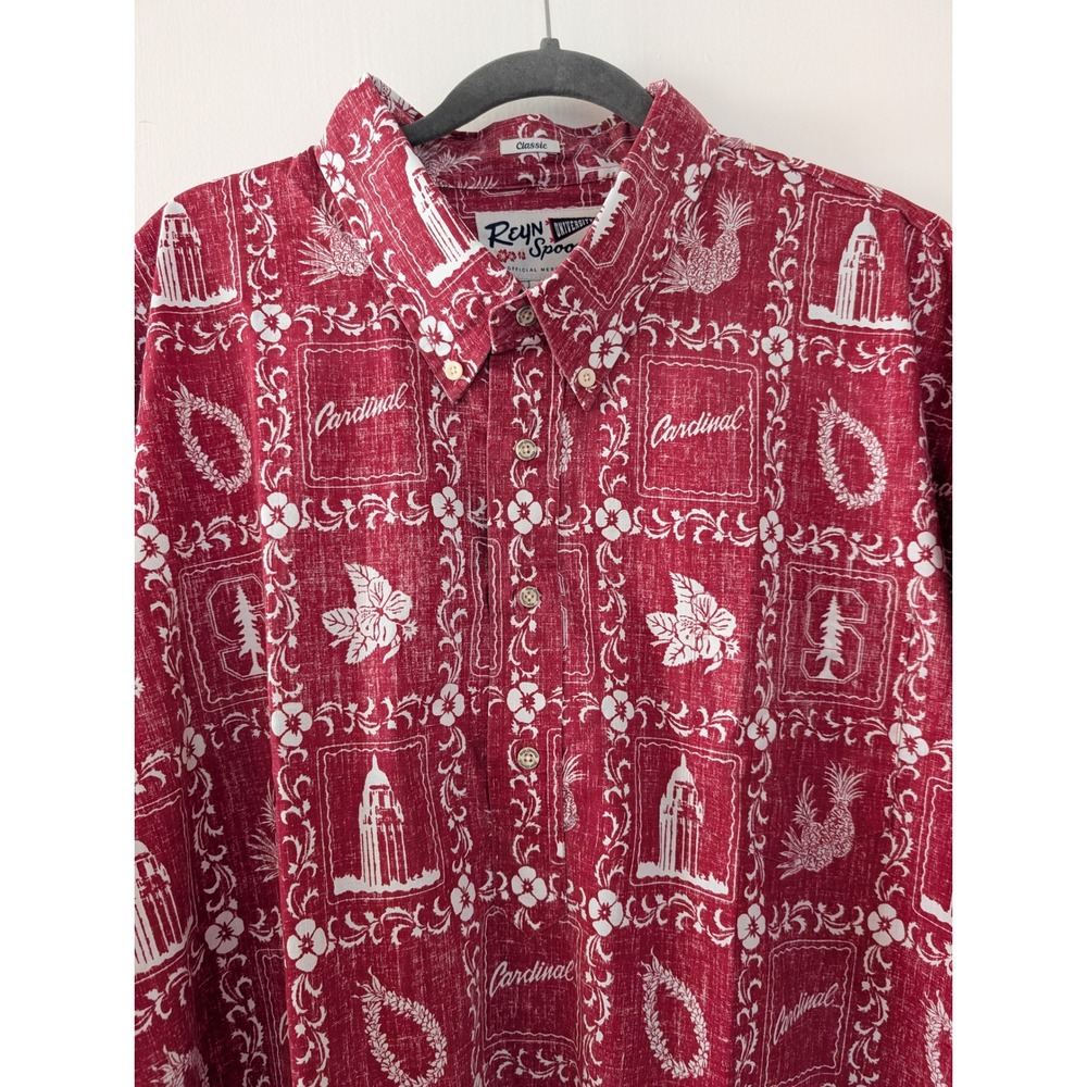 Reyn Spooner Stanford University Cardinal Red Hawaiian Pullover Shirt Mens 3XL
